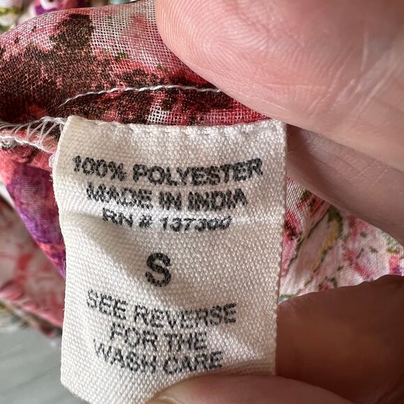 Live 4 Truth Blouse Womens SZ Small Bohemian Colorful Floral Long Flowy Sleeves - Picture 12 of 14